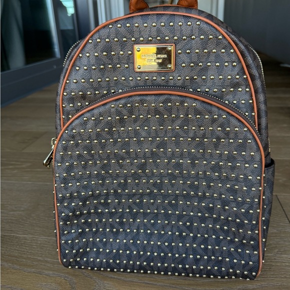 Michael Kors Black and Brown Studded Backpack - Picture 1 of 4
